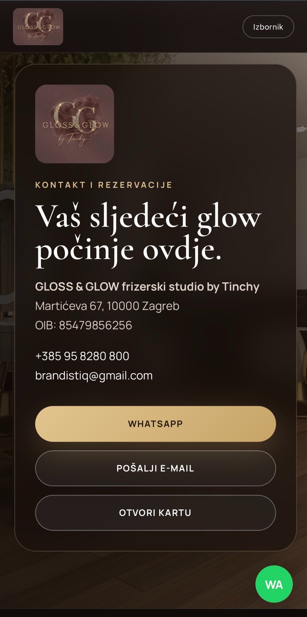 Gloss & Glow — kontakt i rezervacije